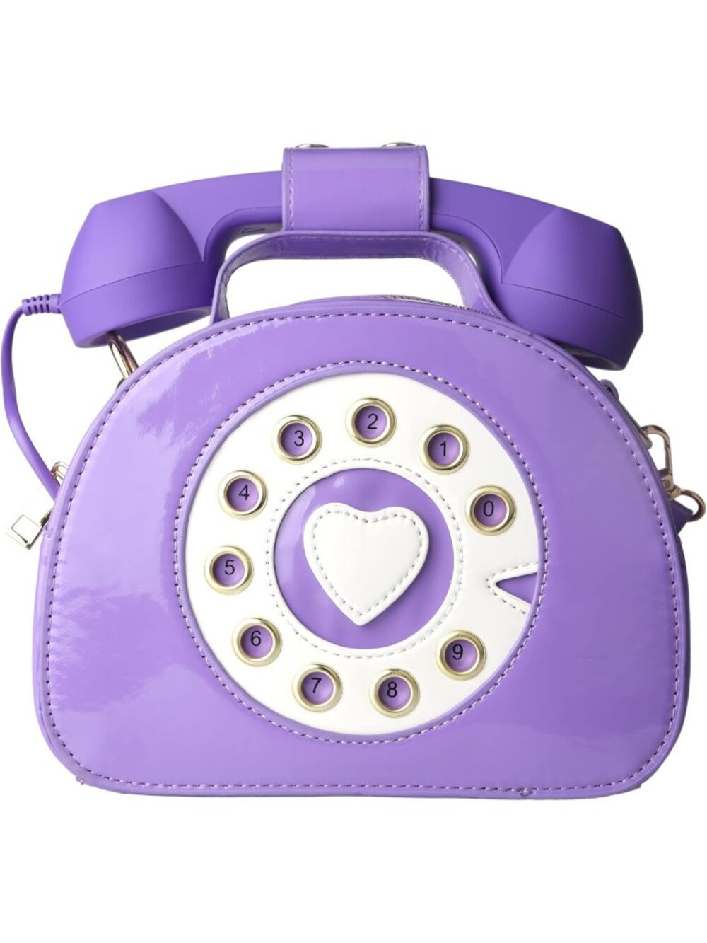 Women's Purple Movable Microphone Retro Dial Telephone Crossbody Shoulder Bags